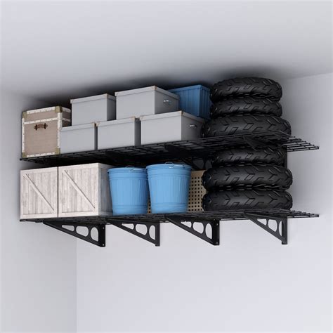 maximizing storage space  wall mounted garage shelves garage ideas