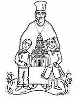 Orthodox Coloring Children Priest Worksheets Kids Christian Education sketch template