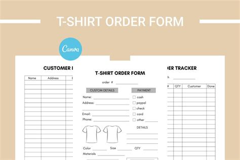 shirt order form template pta ptsa pto church fundraiser australia