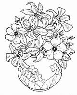 Coloring Vase Flowers Flower sketch template