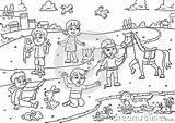 Park Coloring Cartoon Pet Playing Child Children Garden Dog Vector Clipart sketch template
