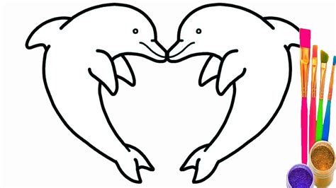 dolphin heart coloring pages   draw dolphin heart  coloring