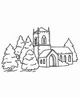 Coloring Church Pages Christmas Snow Covered Cottage Printable Place Getcolorings Color sketch template