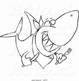 Shark Hungry Coloring Vecto Toonaday sketch template