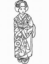 Coloring Geisha sketch template