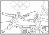 Coloring Paris 2024 Olympic Fencing Games Olympics Pages Adult Sport sketch template
