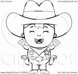 Cowboy Kid Cartoon Sheriff Clipart Coloring Cheering Outlined Vector Cory Thoman Royalty sketch template