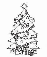 Christmas Tree Coloring Pages Kids Printable Small Presents sketch template