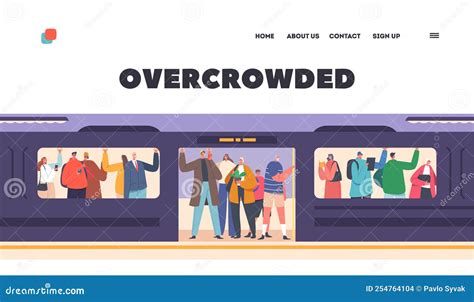 overcrowded metro landing page template passengers  underground