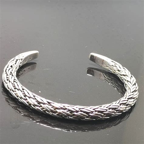 bracelet  sterling silver braided cuff bracelet eliz jewelry  gems