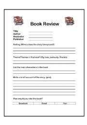 book review form esl worksheet  louiseh