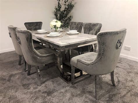 schwarze furniture arianna grey marble mirrored dining table