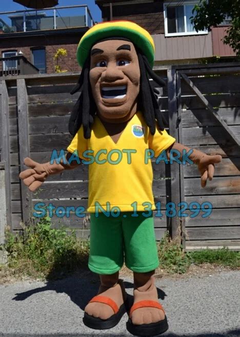 mascot long black hair man mascot costume  hat adult size