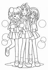 Coloring Pages Friends Anime Sakura School Friend Girls Teenage Cardcaptor Cute Cousin Drawings Color Printable Kids Print Getcolorings Sketch Template sketch template