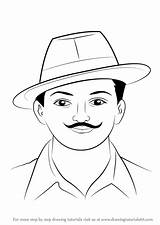Chandra Drawing Azad Shekhar Draw Step Easy Line Simple Nehru Freedom Fighters Pencil Jawaharlal Poster Kids Drawings People sketch template