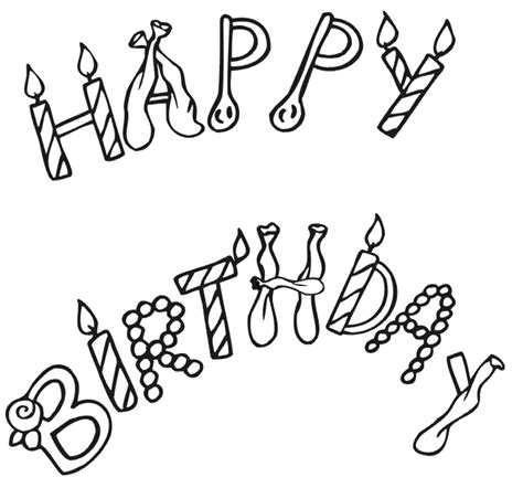birthday coloring page happy birthday  candles  balloons