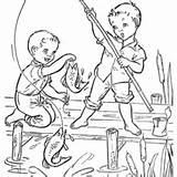 Meninos Pescaria Colorir Pescando Brincando Pai Tudodesenhos sketch template