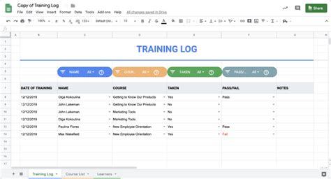 Tracking Employee Training Spreadsheet ~ Excel Templates