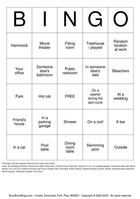 sex locations bingo cards to download print and customize