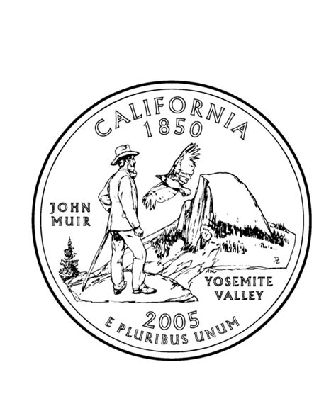 usa printables california state quarter  states coloring pages