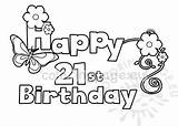 Birthday 21st Happy Flower Coloring 21 Vector Coloringpage Eu sketch template