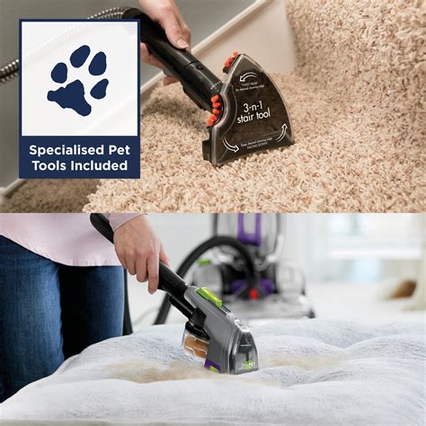 bissell proheat  revolution pet pro  upright carpet cleaner  pet hair removal tool