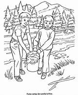 Coloring Pages Forest Fire Arbor Safety Camping Kids Honkingdonkey Holiday Nature Trees Careful Put Camp Popular Care Planting Tree sketch template