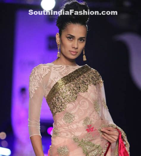 boat neck net saree blouse south india fashion