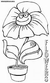 Flower Coloring Pages Flowers Smiling Colorings sketch template