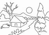 Scenery Drawing Outline Coloring Pages Colour Sketch Kids Printable Scenic Nature Painting Drawings House Pencil Bing Easy Colours Choose Board sketch template