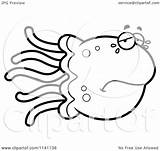 Jellyfish Crying Clipart Cartoon Coloring Outlined Vector Thoman Cory Royalty Jelly sketch template