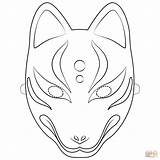 Coloring Kitsune Mask Pages Printable Drawing Paper sketch template