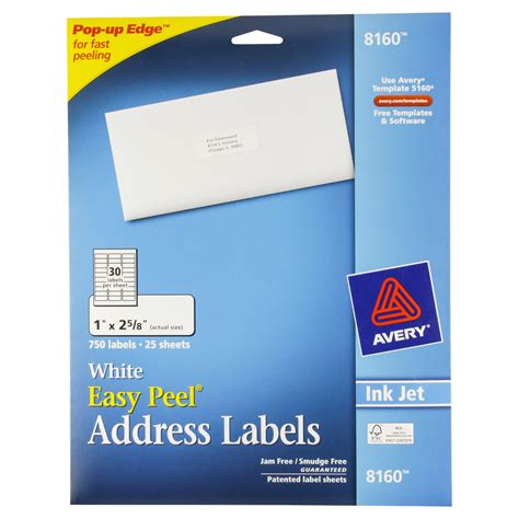 avery  easy peel address labels   sheet inkjet white