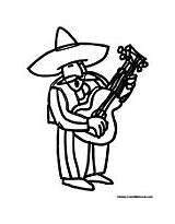 Mexican Mariachi Pages Coloring Mexico Guitar Man Mayo Colormegood sketch template