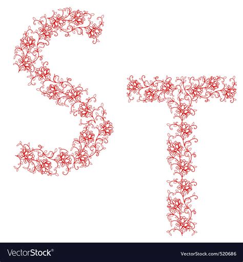 hand drawing ornamental alphabet letter st vector image