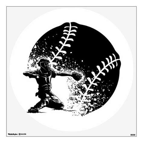 baseball catcher  home plate   grunge ball wall sticker zazzle
