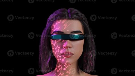 Female Avatar Wearing Vr Glasses In Metaverse Virtual World 3d Render