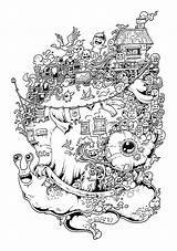 Book Coloring Doodle Invasion Behance Adult Rosanes Kerby Doodles Illustrations Adults Quick Tumblr sketch template
