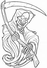 Grim Reaper Coloring Pages Horror Printable Halloween Kids sketch template