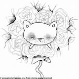 Coloring Cat Cute Flowers Choose Board Sheet sketch template