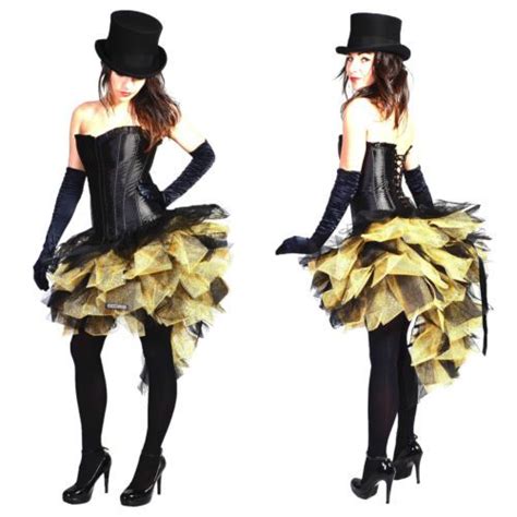 gold black burlesque costume skirt moulin rouge mardi gras dress