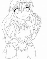 Anime Body Coloring Girl Lineart Flower Pages Template sketch template