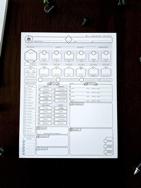 warlock custom character sheet dnd 5e printable and etsy