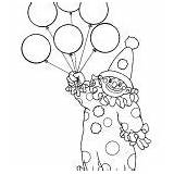 Clown Coloring Unicycle Riding Balloon Six sketch template