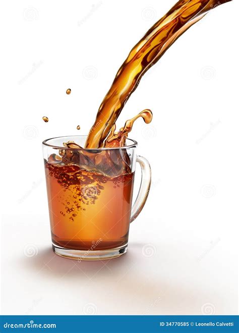 tea pouring   glass mug splashing royalty  stock photo