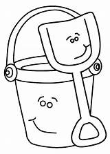 Bucket Beach Shovel Smiling Coloring Pages sketch template