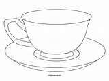 Cup Tea Teacup Coloring Template Printable Pages Mug Hot Cups Coffee Chocolate Drawing Pot Paper Saucer Templates Line Printables Mothers sketch template