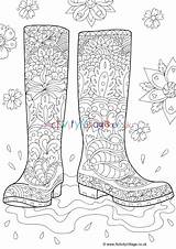 Colouring Wellies Doodle Spring Pages Activity Village Rainy Medium Explore Kids sketch template