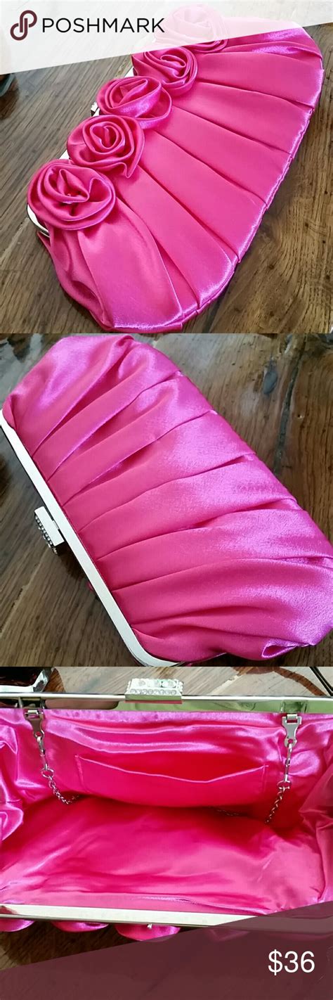hot pink rosette evening purseclutch evening purse satin clutch bag purses