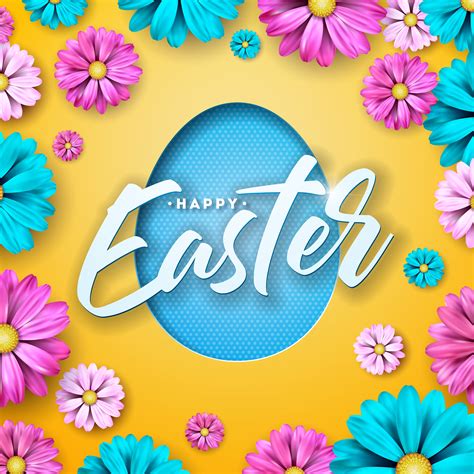 happy easter design  colorful flower  paper cutting egg symbol
